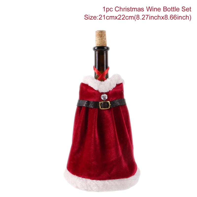 Christmas Wine Bottle Cover Merry Christmas Decorations For Home Christmas Ornament Xmas Table Decor New Year 2024 Navidad Gift acacuss