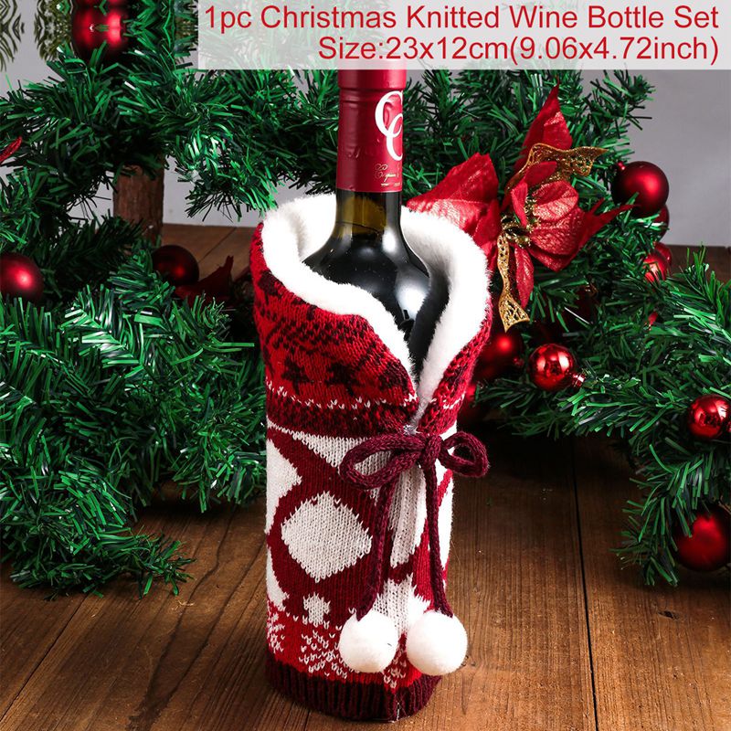 Christmas Wine Bottle Cover Merry Christmas Decorations For Home Christmas Ornament Xmas Table Decor New Year 2024 Navidad Gift acacuss