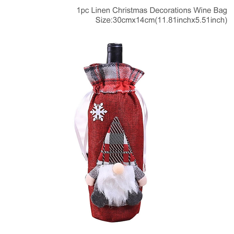 Christmas Wine Bottle Cover Merry Christmas Decorations For Home Christmas Ornament Xmas Table Decor New Year 2024 Navidad Gift acacuss