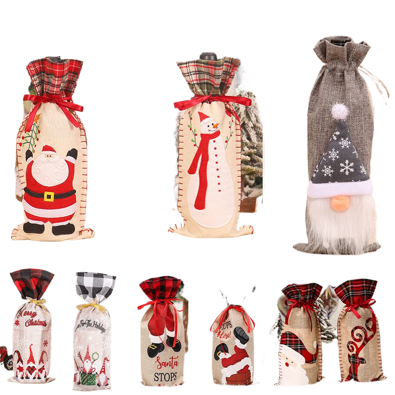 Christmas Wine Bottle Cover Merry Christmas Decorations For Home Christmas Ornament Xmas Table Decor New Year 2024 Navidad Gift acacuss