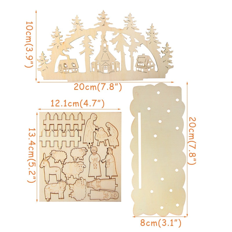 Christmas Wooden DIY Wood Desktop Ornaments Christmas Decoration for Home natal krest navidad 2021 Wood Craft for Xmas new Year acacuss
