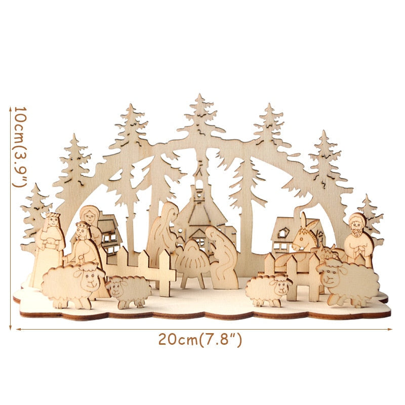 Christmas Wooden DIY Wood Desktop Ornaments Christmas Decoration for Home natal krest navidad 2021 Wood Craft for Xmas new Year acacuss