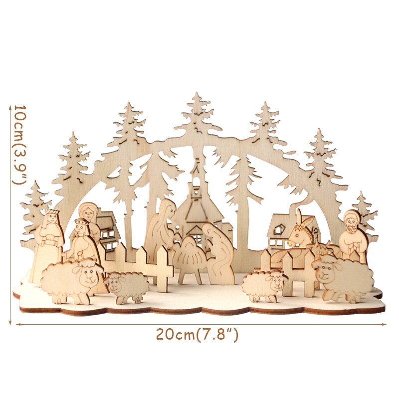 Christmas Wooden DIY Wood Desktop Ornaments Christmas Decoration for Home natal krest navidad 2021 Wood Craft for Xmas new Year acacuss