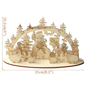Christmas Wooden DIY Wood Desktop Ornaments Christmas Decoration for Home natal krest navidad 2021 Wood Craft for Xmas new Year acacuss
