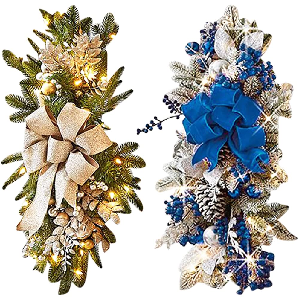Christmas Wreath Christmas Front Door Window Stairs Wreaths 16 inches Stairway Swag Trim Christmas Holiday Decoration acacuss