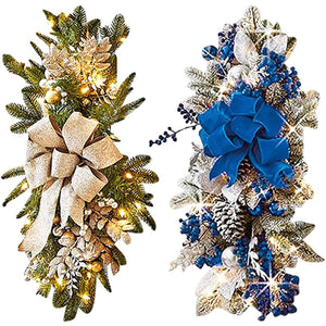 Christmas Wreath Christmas Front Door Window Stairs Wreaths 16 inches Stairway Swag Trim Christmas Holiday Decoration acacuss
