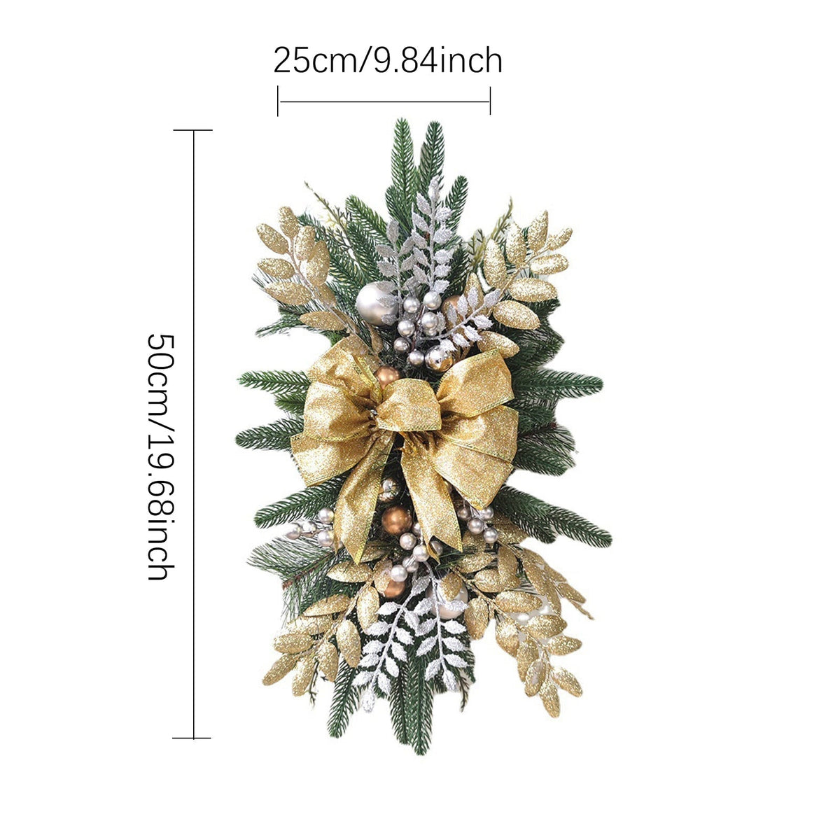 Christmas Wreath Christmas Front Door Window Stairs Wreaths 16 inches Stairway Swag Trim Christmas Holiday Decoration acacuss