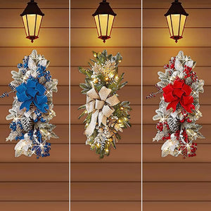 Christmas Wreath Christmas Front Door Window Stairs Wreaths 16 inches Stairway Swag Trim Christmas Holiday Decoration acacuss