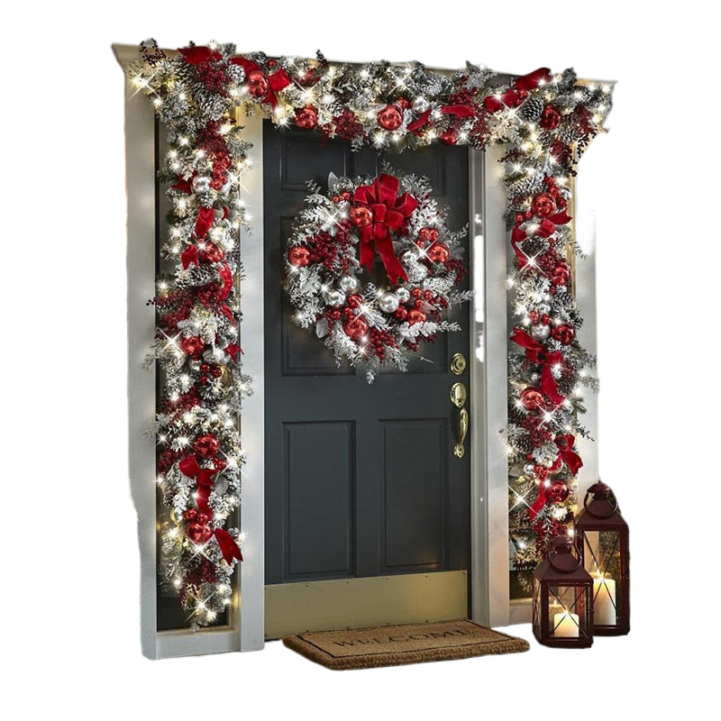 Christmas Wreath Outdoor Xmas Decorations Signs Home Wreath Garden Office Porch Front Door Hanging Garland 2023 New Year Decor acacuss