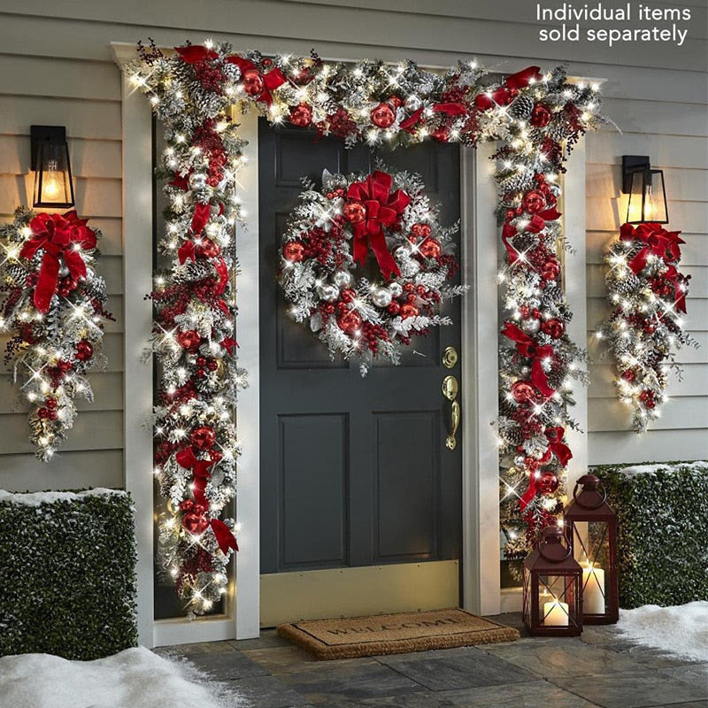 Christmas Wreath Outdoor Xmas Decorations Signs Home Wreath Garden Office Porch Front Door Hanging Garland 2023 New Year Decor acacuss