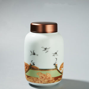 Classic Ceramic Tea Caddy Travel Portable Round Shape Tea Can Spice Tea Boxes Candy Storage Tank Coffee Cani Moisture-proof Jar acacuss