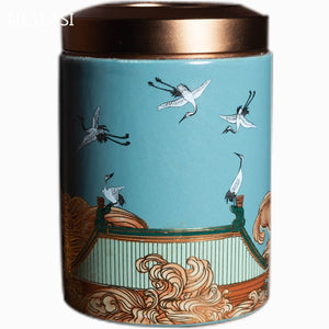 Classic Ceramic Tea Caddy Travel Portable Round Shape Tea Can Spice Tea Boxes Candy Storage Tank Coffee Cani Moisture-proof Jar acacuss