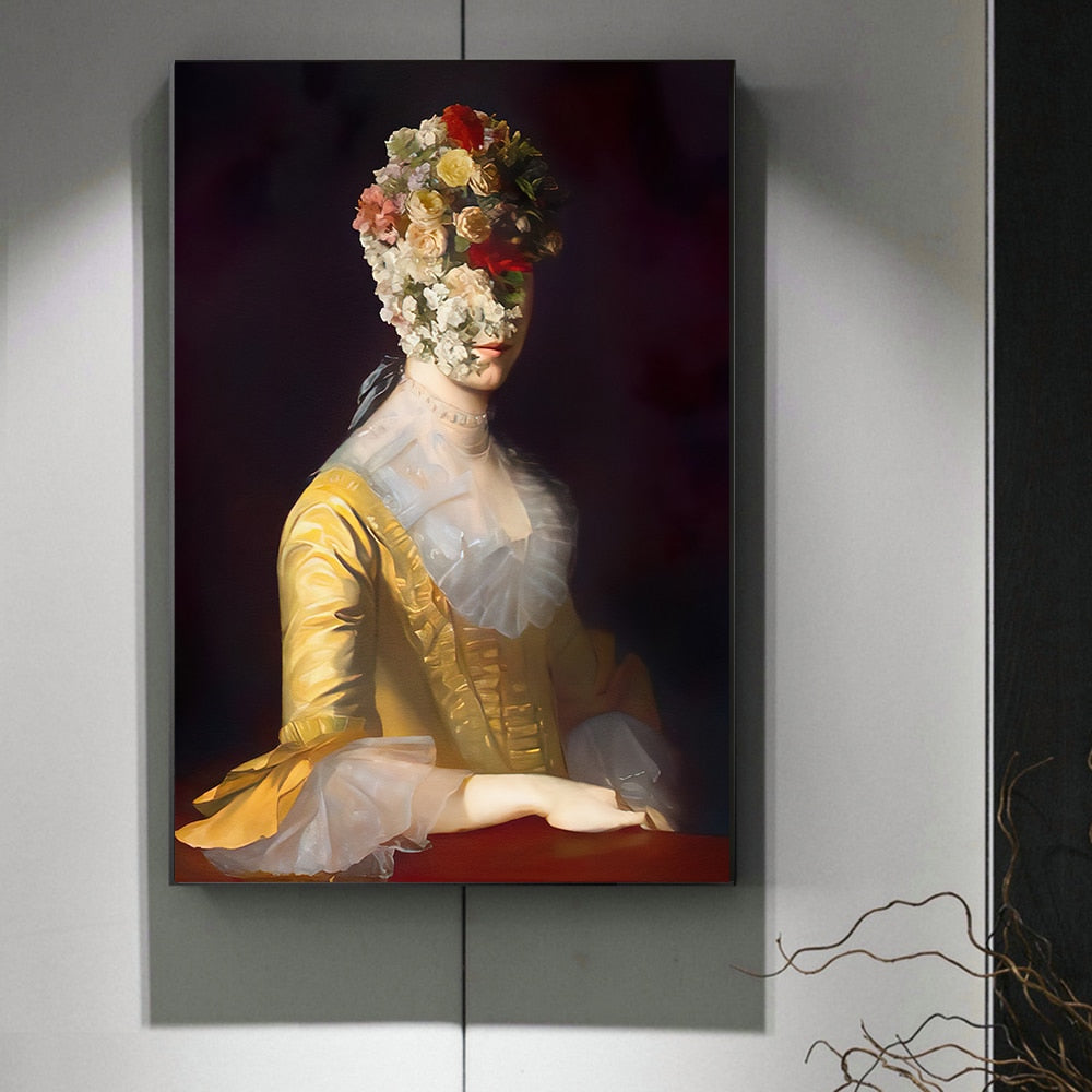 古典的なヨーロッパの油女性キャンバス楽しい唇ペン絵画壁抽象