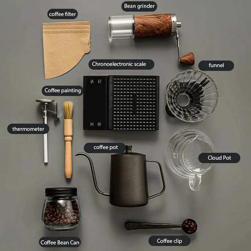 Coffee Set Six-Piece Set Hand Brewed Coffee Basic Stylish V60 Coffee Cup Mug Grinder Filter Paper Accessories Cafe Coffeeware acacuss