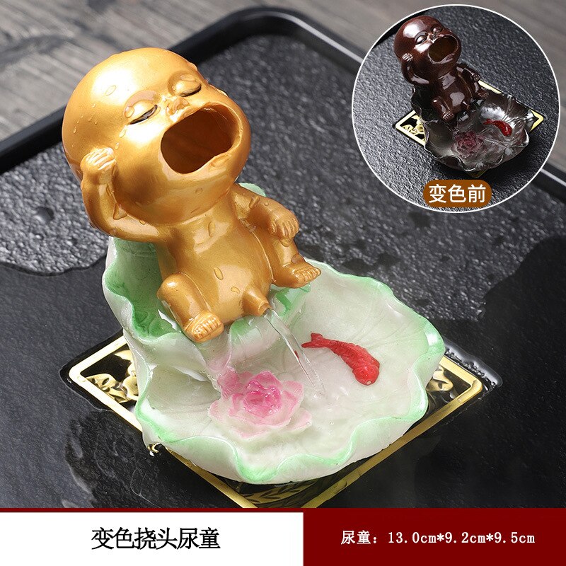 Color Changing Creative Tea Pet Supportable Kung Fu Tea Utensils Boutique Pee BoyFun Water Spray Tea Table PersonalityDecoration acacuss