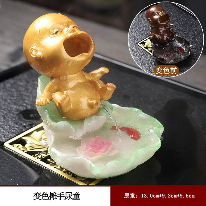 Color Changing Creative Tea Pet Supportable Kung Fu Tea Utensils Boutique Pee BoyFun Water Spray Tea Table PersonalityDecoration acacuss
