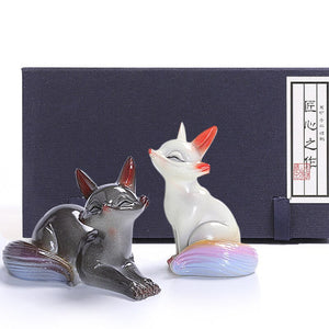 Color-changing Little Fox Tea Pet Personality Ornaments Tea Treasure Tea Tea Play Tea Sets Lovely Fox Lovers Resin Decoration acacuss