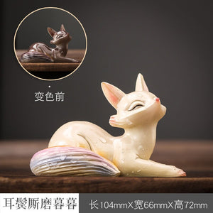 Color-changing Tea Pet Ornaments Love The Little Fox Watering Color-changing Tea Pets Office Home Tea Table Tea Pet Ornaments acacuss