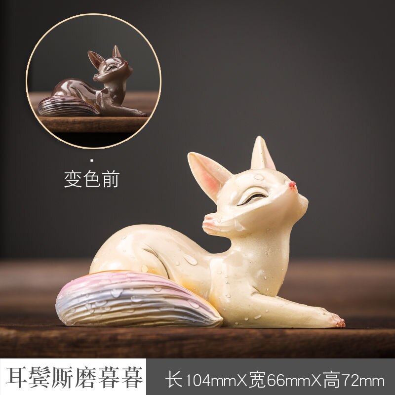 Color-changing Tea Pet Ornaments Love The Little Fox Watering Color-changing Tea Pets Office Home Tea Table Tea Pet Ornaments acacuss