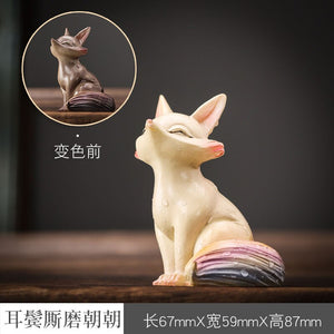 Color-changing Tea Pet Ornaments Love The Little Fox Watering Color-changing Tea Pets Office Home Tea Table Tea Pet Ornaments acacuss