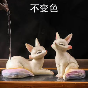 Color-changing Tea Pet Ornaments Love The Little Fox Watering Color-changing Tea Pets Office Home Tea Table Tea Pet Ornaments acacuss