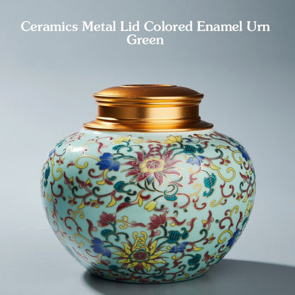 Colored Enamels Ceramic Ashes Urn Double Lid Seal Cover Cremation Ashes Holder For Human Funeral Adult Pet Burial At Home acacuss