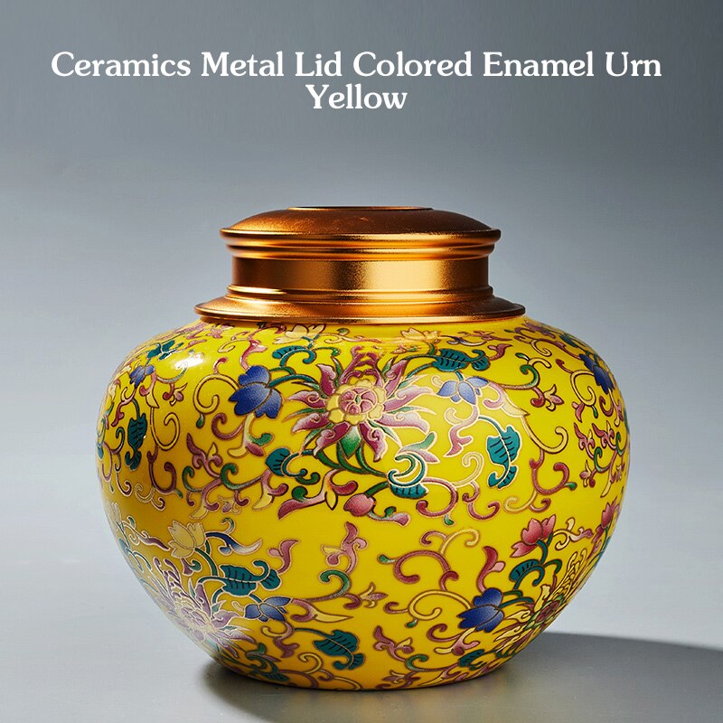 Colored Enamels Ceramic Ashes Urn Double Lid Seal Cover Cremation Ashes Holder For Human Funeral Adult Pet Burial At Home acacuss