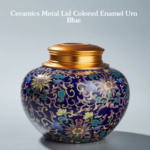 Colored Enamels Ceramic Ashes Urn Double Lid Seal Cover Cremation Ashes Holder For Human Funeral Adult Pet Burial At Home acacuss