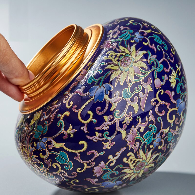 Colored Enamels Ceramic Ashes Urn Double Lid Seal Cover Cremation Ashes Holder For Human Funeral Adult Pet Burial At Home acacuss