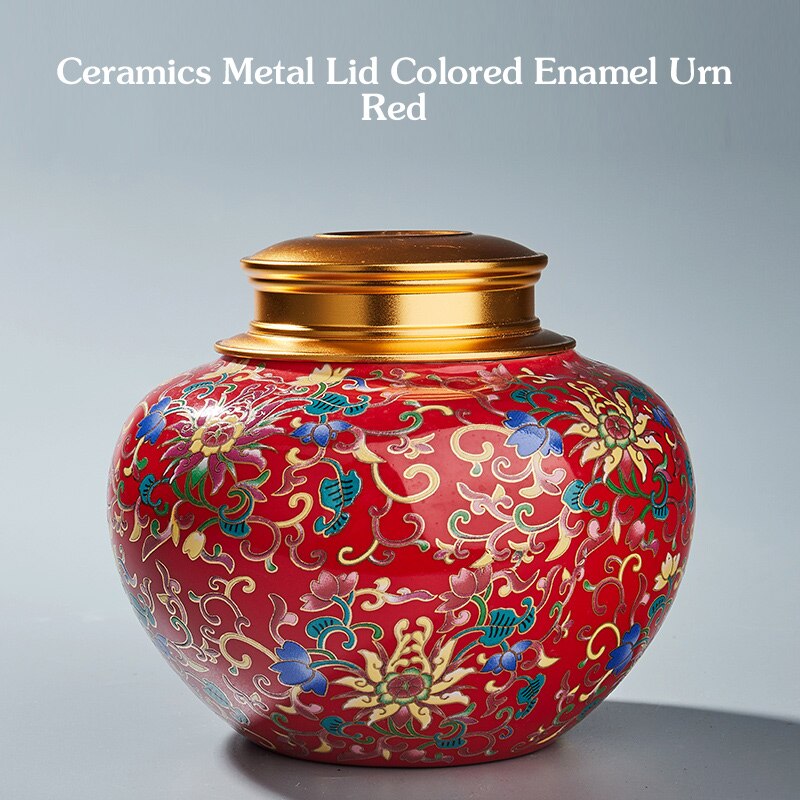 Colored Enamels Ceramic Ashes Urn Double Lid Seal Cover Cremation Ashes Holder For Human Funeral Adult Pet Burial At Home acacuss
