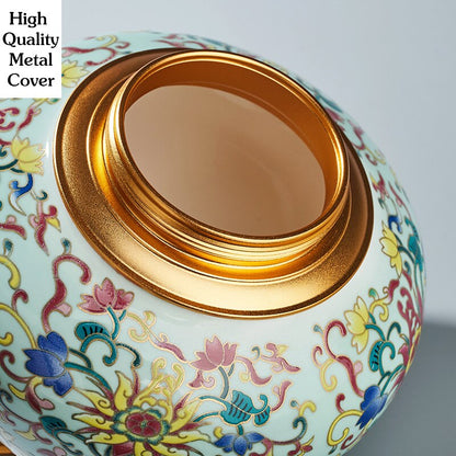 Colored Enamels Ceramic Ashes Urn Double Lid Seal Cover Cremation Ashes Holder For Human Funeral Adult Pet Burial At Home acacuss
