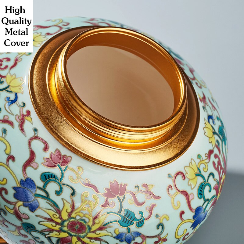 Colored Enamels Ceramic Ashes Urn Double Lid Seal Cover Cremation Ashes Holder For Human Funeral Adult Pet Burial At Home acacuss