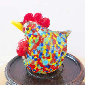 Colorful Crystal Glass Rooster Turkey Animal Figurines Cock Chicken Miniature Hand Blown Modern Miniatures Home Decor Xmas Gift acacuss