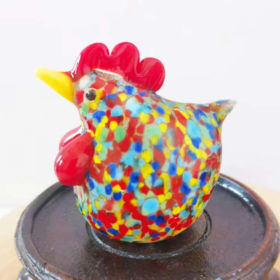 Colorful Crystal Glass Rooster Turkey Animal Figurines Cock Chicken Miniature Hand Blown Modern Miniatures Home Decor Xmas Gift acacuss