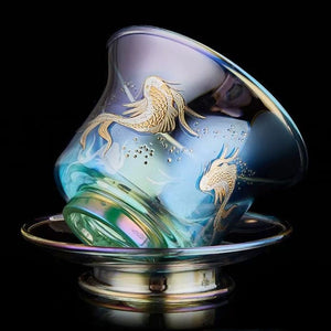 Colorful Glass Gaiwan Tea Cup Heat-resistant Thickened Tea Bowl Teacup Fair Cup Tea Leak Set Kung Fu Tea Set Tureen Coffee Mug acacuss