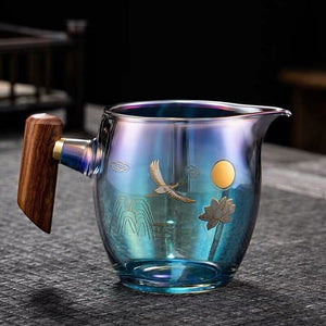 Colorful Glass Gaiwan Tea Cup Heat-resistant Thickened Tea Bowl Teacup Fair Cup Tea Leak Set Kung Fu Tea Set Tureen Coffee Mug acacuss