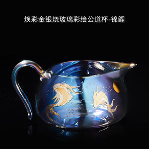 Colorful Glass Gaiwan Tea Cup Heat-resistant Thickened Tea Bowl Teacup Fair Cup Tea Leak Set Kung Fu Tea Set Tureen Coffee Mug acacuss