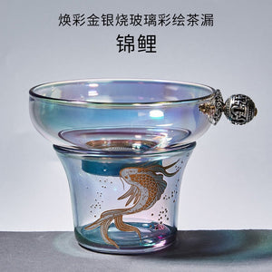 Colorful Glass Gaiwan Tea Cup Heat-resistant Thickened Tea Bowl Teacup Fair Cup Tea Leak Set Kung Fu Tea Set Tureen Coffee Mug acacuss
