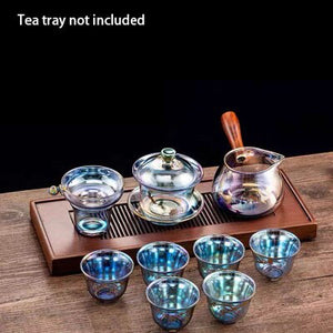 Colorful Glass Heat-resistant Teacup Tea Cup Gaiwan Tea Leak Chinese Kung Fu Tea Ceremony Set Teaware Coffee Mug Office Home Use acacuss
