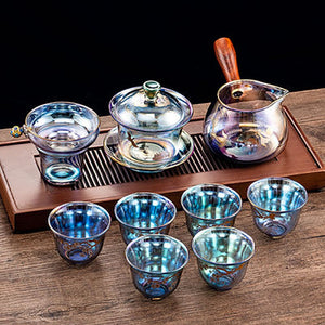Colorful Glass Heat-resistant Teacup Tea Cup Gaiwan Tea Leak Chinese Kung Fu Tea Ceremony Set Teaware Coffee Mug Office Home Use acacuss