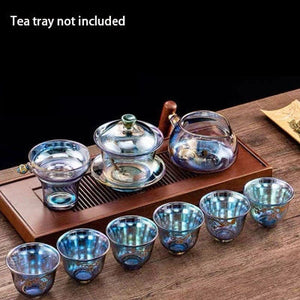 Colorful Glass Heat-resistant Teacup Tea Cup Gaiwan Tea Leak Chinese Kung Fu Tea Ceremony Set Teaware Coffee Mug Office Home Use acacuss