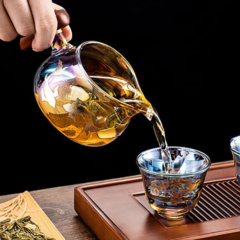 Colorful Glass Heat-resistant Teacup Tea Cup Gaiwan Tea Leak Chinese Kung Fu Tea Ceremony Set Teaware Coffee Mug Office Home Use acacuss