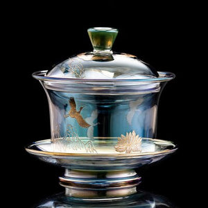 Colorful Glass Heat-resistant Teacup Tea Cup Gaiwan Tea Leak Chinese Kung Fu Tea Ceremony Set Teaware Coffee Mug Office Home Use acacuss
