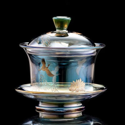 Colorful Glass Heat-resistant Teacup Tea Cup Gaiwan Tea Leak Chinese Kung Fu Tea Ceremony Set Teaware Coffee Mug Office Home Use acacuss