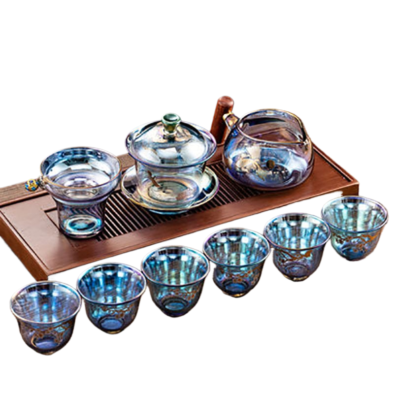 Colorful Glass Heat-resistant Teacup Tea Cup Gaiwan Tea Leak Chinese Kung Fu Tea Ceremony Set Teaware Coffee Mug Office Home Use acacuss