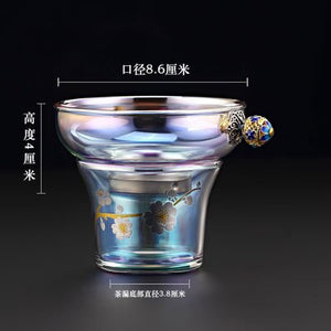 Colorful Glass Heat-resistant Teacup Tea Cup Gaiwan Tea Leak Chinese Kung Fu Tea Ceremony Set Teaware Coffee Mug Office Home Use acacuss