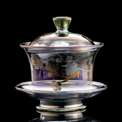 Colorful Glass Heat-resistant Teacup Tea Cup Gaiwan Tea Leak Chinese Kung Fu Tea Ceremony Set Teaware Coffee Mug Office Home Use acacuss