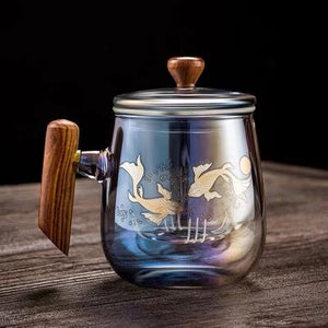 Colorful Glass Heat-resistant Teacup Tea Cup Gaiwan Tea Leak Chinese Kung Fu Tea Ceremony Set Teaware Coffee Mug Office Home Use acacuss