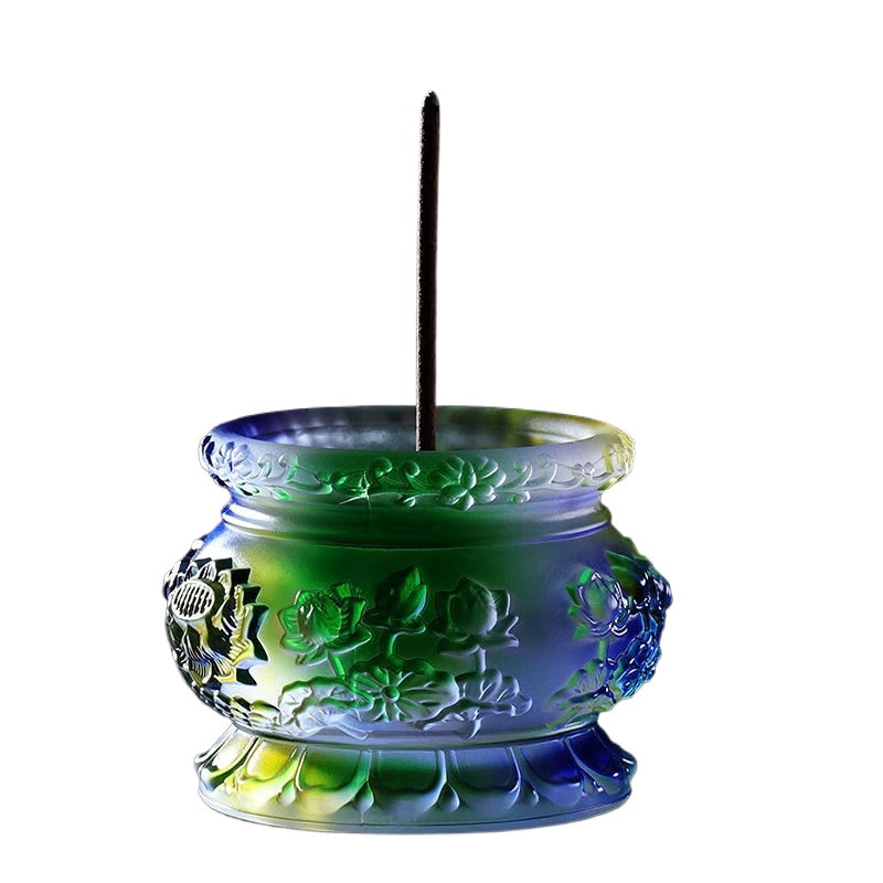 Colorful Glazed Lotus Incense Burner for Buddha's Home Indoor Incense Burner To Worship Aromatherapy Incense Line Incense Burner acacuss