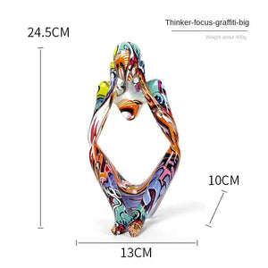Colorful Graffiti Abstract Resin Handmade Crafts Sculpture Thinker Figurine Statue Home Decor Interior Office Desktop Ornaments acacuss